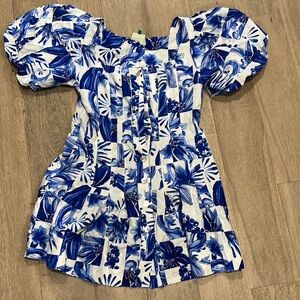 FARM Rio Blue and White Floral Dress